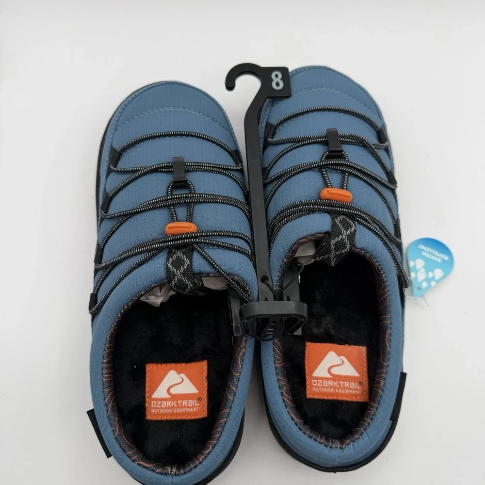 New Ozark Trail Men's 8 Slip-on Shoes Blue Water Repellent Bungee Slippers NWT